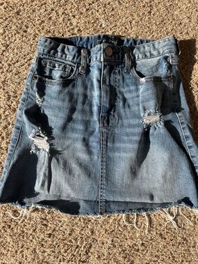Aeropostale Blue Distressed Denim Mini Skirt